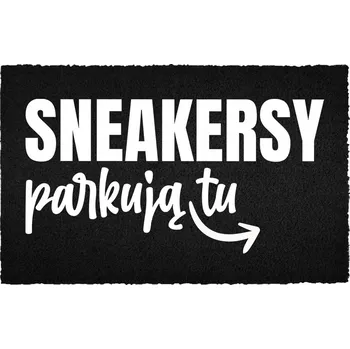 Rohožka KOKOSOVÁ ROHOŽKA ČERNÁ VSTUPNÍ 60X40 CM PŘED DVEŘE S MOTIVEM TENISEK