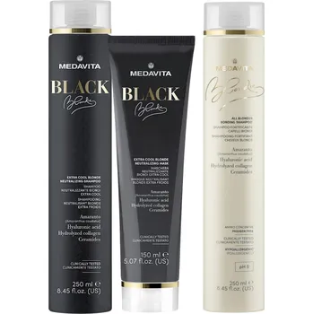 Kosmetická sada Medavita Blondie Black kosmetická sada pro extra ledovou blond (Šampon 250 ml + maska 250 ml + šampon 250 ml)