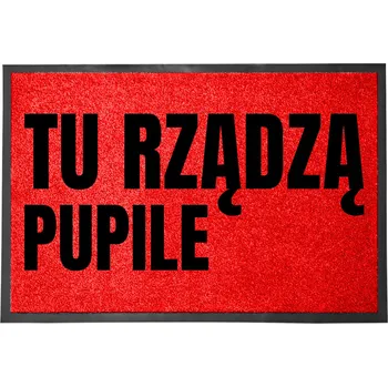 Rohožka ČERVENÁ VSTUPNÍ ROHOŽKA 60X40CM KE DVEŘÍM - TADY VLÁDNOU MAZLÍČCI