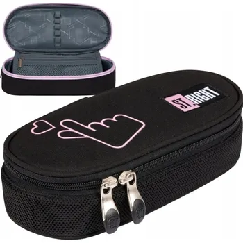 Penál Školní penál pouzdro s klopou pro dívku černý St. Right K-POP