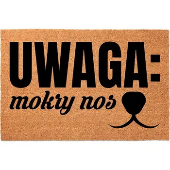 Rohožka KOKOSOVÁ ROHOŽKA PŘED DVEŘE 60X40CM - POZOR MOKRÝ NOS