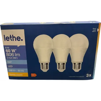 Žárovka 77* LETHE LED žárovky E27 8W 806lm TEPLÁ BÍLÁ 3 ks F