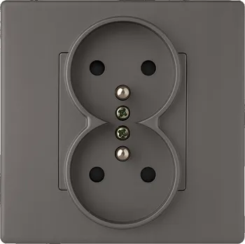 Elektrická zásuvka KONTAKT ZÁSUVKA ELEKTRICKÁ PLASTOVÝ RÁMEČEK DVOJITÝ 1x2 STŘÍBRNÁ ŠEDÁ