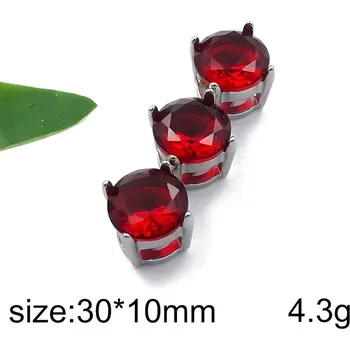 Přívěsek Tři kroužky vyplněné červenými umělými kamínky - ocelový přívěsek