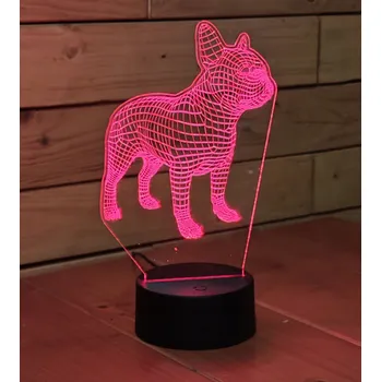 Lampička LED Lampička Buldok Francouzský Dálkový Ovladač Jméno Věnování