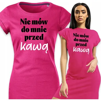 Dámské pyžamo Dámské pyžamo fuchsiové Košile Noční Pohodlné Než mluvím, dej mi kafe - S