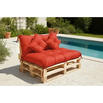 Polštář Polstr CARLOS SET color 10 červená, sedák 120x80 cm, opěrka 120x40 cm, 2x polštáře 30x30 cm, paletové prošívané sezení Mybesthome