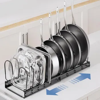 Úložný box NASTAVITELNÝ STOJAN NA POKLICE HRNCŮ A PÁNVE - ORGANIZÉR