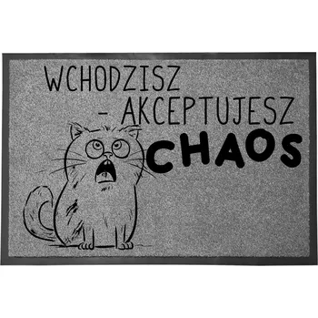 Rohožka VSTUPNÍ ROHOŽKA ŠEDÁ 40X60 KE DVEŘÍM VTIPNÁ AKCEPTUJETE CHAOS