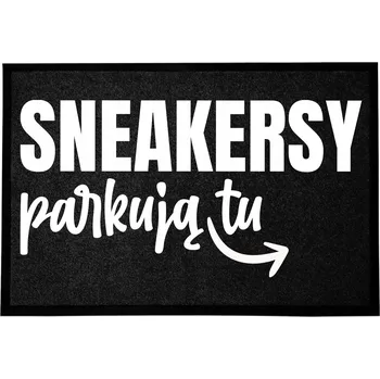 Rohožka ČERNÁ ROHOŽKA PŘED DVEŘE 60X40CM NA BOTY S MOTIVEM TENISEK