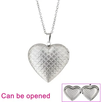 Přívěsek Otevírací medailonek ve tvaru srdce - přívěsek z oceli s řetízkem 45cm - varianta 5