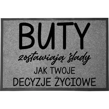 Rohožka VCHODOVÁ ROHOŽKA ŠEDÁ 40X60 KE DVEŘÍM S HUMOREM BOTY ZANECHÁVAJÍ STOPY
