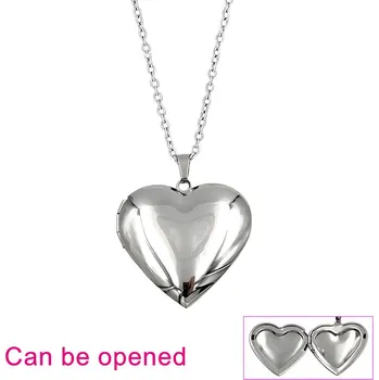 Přívěsek Otevírací medailonek ve tvaru srdce - přívěsek z oceli s řetízkem 45cm - varianta 3