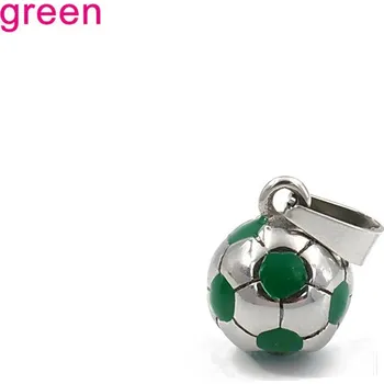 Přívěsek Fotbalový míč ve stříbrné barvě se zelenými puntíky - ocelový přívěsek