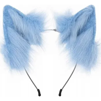 Čelenka ROZTOMILÉ KOČIČÍ LIŠČÍ UŠI Z UMĚLÉ KOŽEŠINY COSPLAY ANIME FURRY ČELENKA - MODRÉ