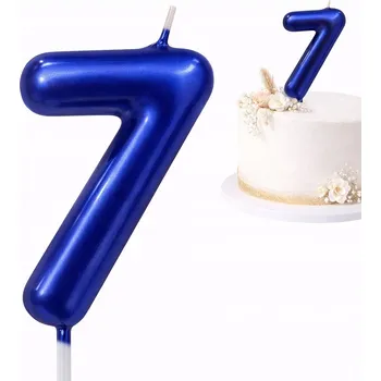 Dortová svíčka NAROZENINOVÁ SVÍČKA Číslice 7 Modrá METALICKÁ Modrá 10 cm