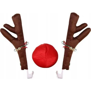 Vánoční dekorace Sobí parohy s červeným nosem – vánoční dekorace auta