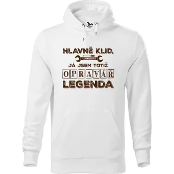 Pánská mikina DOBRÝ TRIKO Pánská mikina s potiskem Jsem opravář legenda Velikost pánské mikiny: 2XL, Barva: Bílá