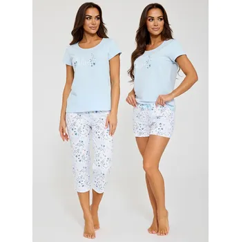 Dámské pyžamo Pyžamo Cornette 466/344 Delicate kr/r třídílné S-2XL modrá L