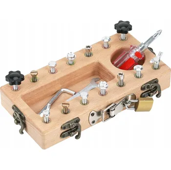 Dřevěná hračka Montessori Dřevěná Hračka pro Děti 3-5 Let Interaktivní Tabule Busy Board