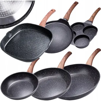 Pánev Sada 6 granitových pánví na smažení vajec, palačinek a grilování