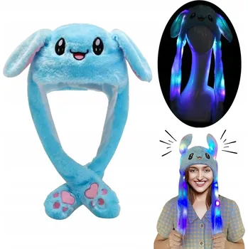 Čepice ROZTOMILÁ SVÍTÍCÍ ČEPICE COSPLAY ANIME LED HÝBAJÍCÍ SE UŠI - MODRÁ