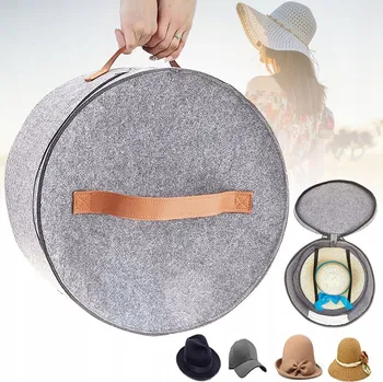 Úložný box Kulatá Krabička na Klobouky s Víkem, Šedá, s Průhledným Okénkem