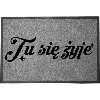 Rohožka ŠEDÁ VSTUPNÍ ROHOŽKA 60X40 POD DVEŘE NA BOTY - TADY SE ŽIJE