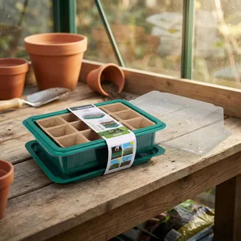 Skleník Sada na výsev rostlin s víkem MONDEX PROGARDEN zelená 12 květináčů
