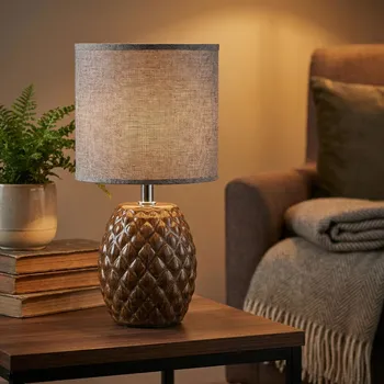 Lampička Stolní lampa MONDEX LETI 10 × 14 × 28,5 cm hnědá