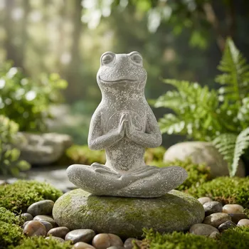 Poliresinová figurka žába meditující MONDEX šedá