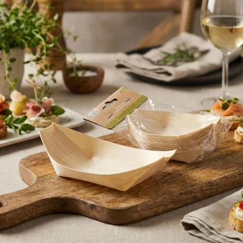 Jednorázové nádobí Nádobí finger food dřevěné lodičky MONDEX 12 ks