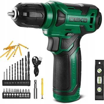 Vrtačka DEKOPRO aku vrtačka 8V Zelená Sada bitů LED 42 Příslušenství