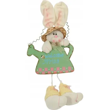 Velikonoční dekorace Zajíček dřevěno-plyšový k zavěšení 50 cm JARNÍ VELIKONOČNÍ DEKORACE