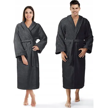 Dámský župan DÁMSKÝ BAVLNĚNÝ ŽUPAN HOTELOVÝ GRAFITOVÝ XS