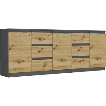 Komoda Komoda Framire 200 x 33 x 76 cm antracit, dub artisan matný