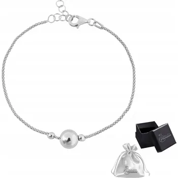 Náramek Stříbrný náramek ryzost 925 Elegantní Rhodiovaný s Pohyblivou Kuličkou pro ni