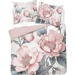 DETEXPOL Francouzské povlečení 3D Pivoňky růžové micro Polyester - mikrovlákno, 220/200, 2x70/80 cm