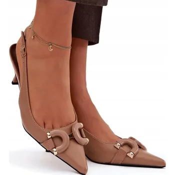 Dámské sandále Butosklep dámské sandály P-1488 KHAKI jehlové podpatky, velikost 38