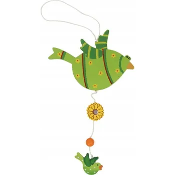 Obraz Dekorativní závěs Zelený ptáček ze dřeva - jarní dekorace