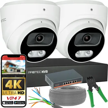 IP kamera Monitorovací sada 2 IP kamer 8MP 4K POE Switch PoE Detekce osob (bez HDD)