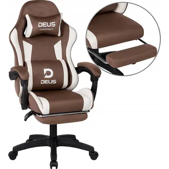Herní křeslo DEUS Inferno látkové s podnožkou a polštáři
