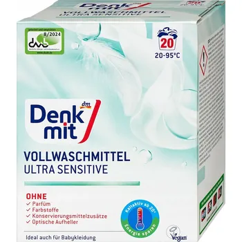 Prací prášek DENKMIT prací prášek Ultra Sensitive na bílé prádlo, šetrný k alergikům, 20 dávek