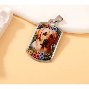 Přívěsek Pejsek na destičce - ocelový přívěsek