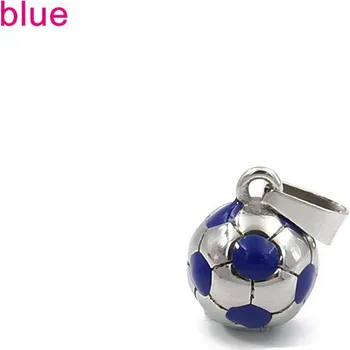 Přívěsek Fotbalový míč ve stříbrné barvě s modrými puntíky - ocelový přívěsek