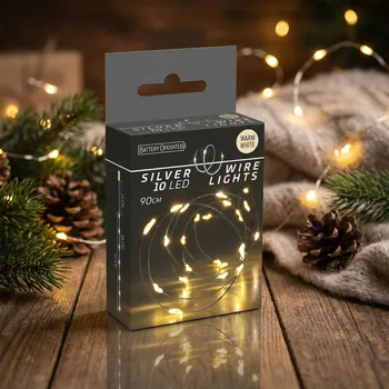 Lampička Světelný řetěz na baterie MONDEX SILVER WIRE LIGHTS 90 cm teplá bílá 10 LED