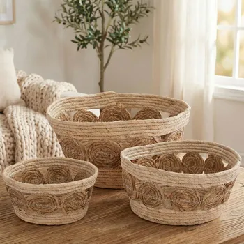 Úložný box Sada košů z mořské trávy MONDEX 33×33×26 cm přírodní 3 ks