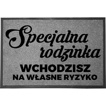 Rohožka VCHODOVÁ ROHOŽKA ŠEDÁ 40X60 CM KE DVEŘÍM S HUMOREM SPECIÁLNÍ RODINKA