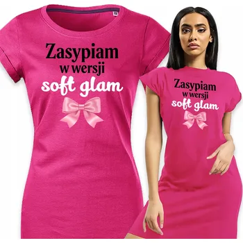 Dámské pyžamo Dámské pyžamo fuchsiové Košile Noční Pohodlné Usínám ve verzi Soft Glam S