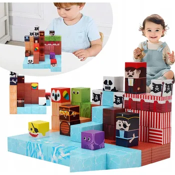 ostatní stavebnice Sada 3D Magnetických Kostek, Pirátská Loď, Edukační Hračka, 100 Ks